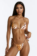 Feels Like Summer 2 Piece Triangle Bikini Set - Brown/combo
