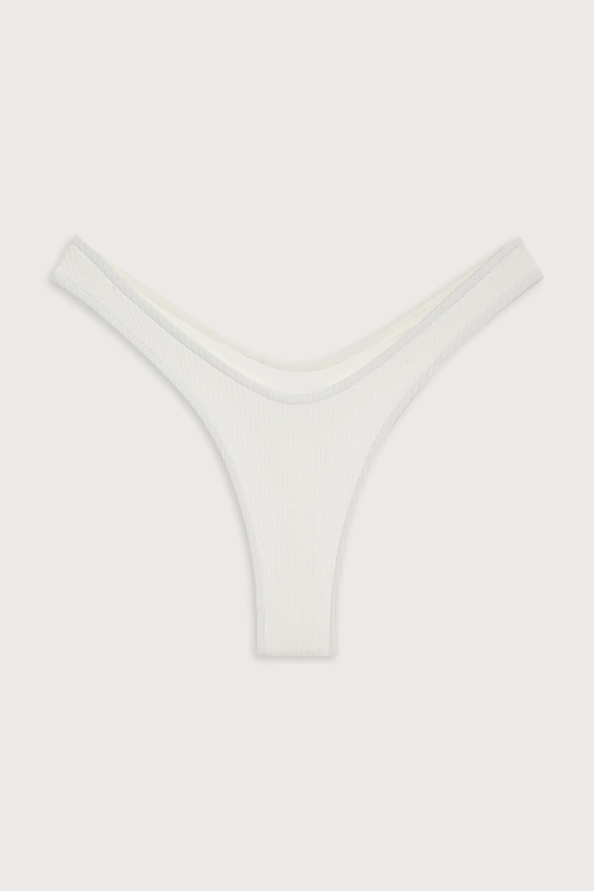 Full Moon Micro Ribbed Bikini Bottom - White