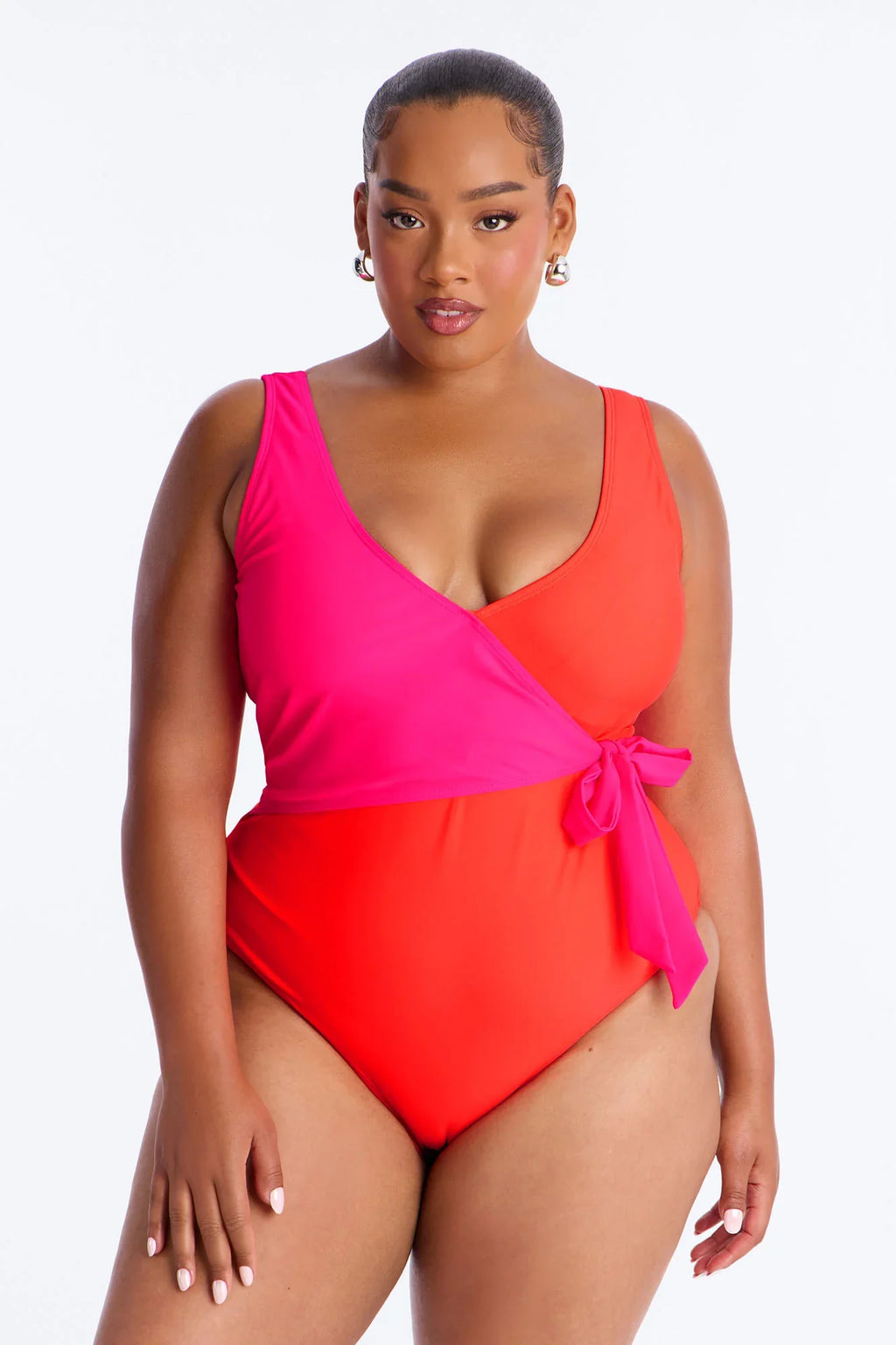 Sun And Sand Colorblock 1 Piece Swimsuit - Orange/combo