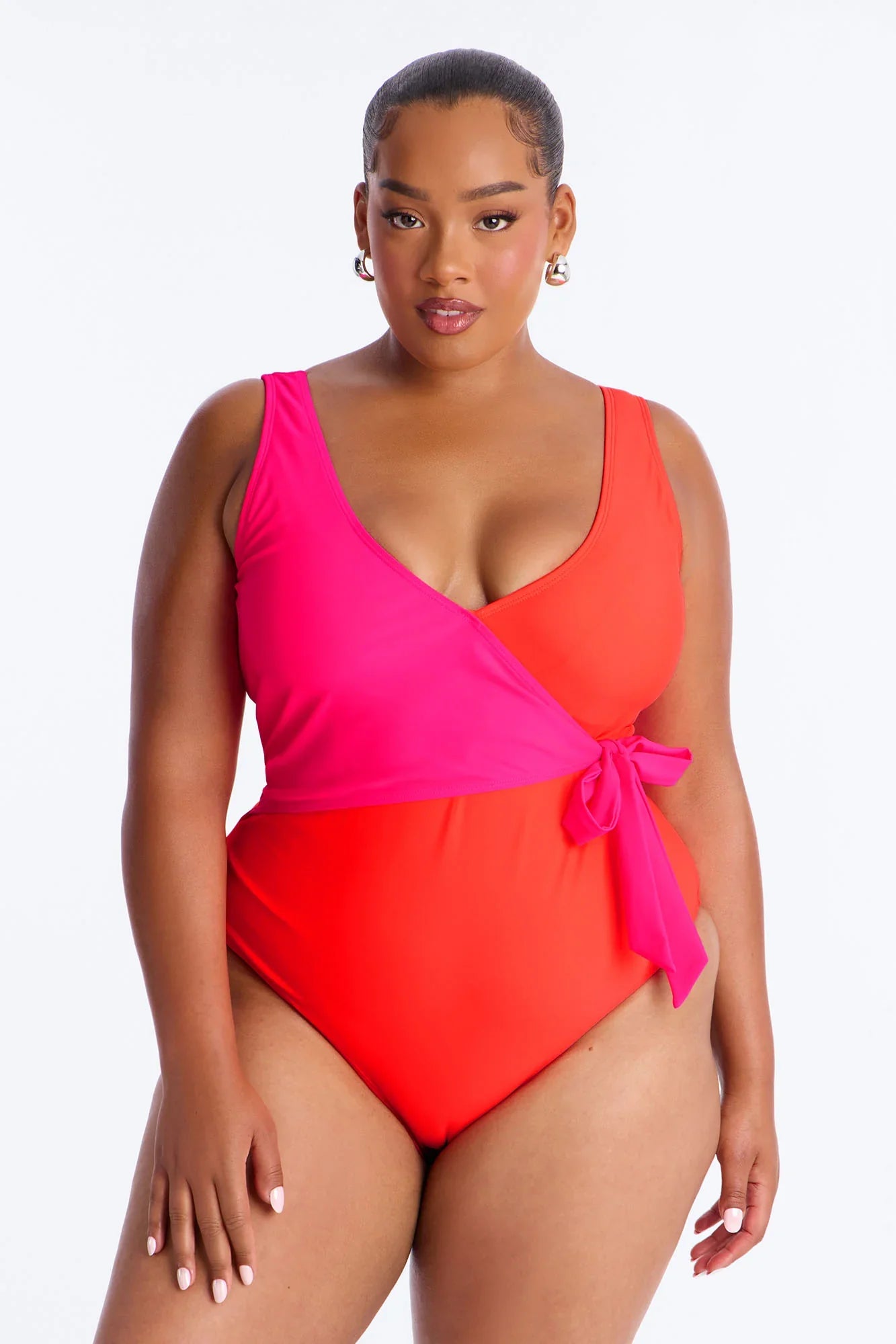 Sun And Sand Colorblock 1 Piece Swimsuit - Orange/combo