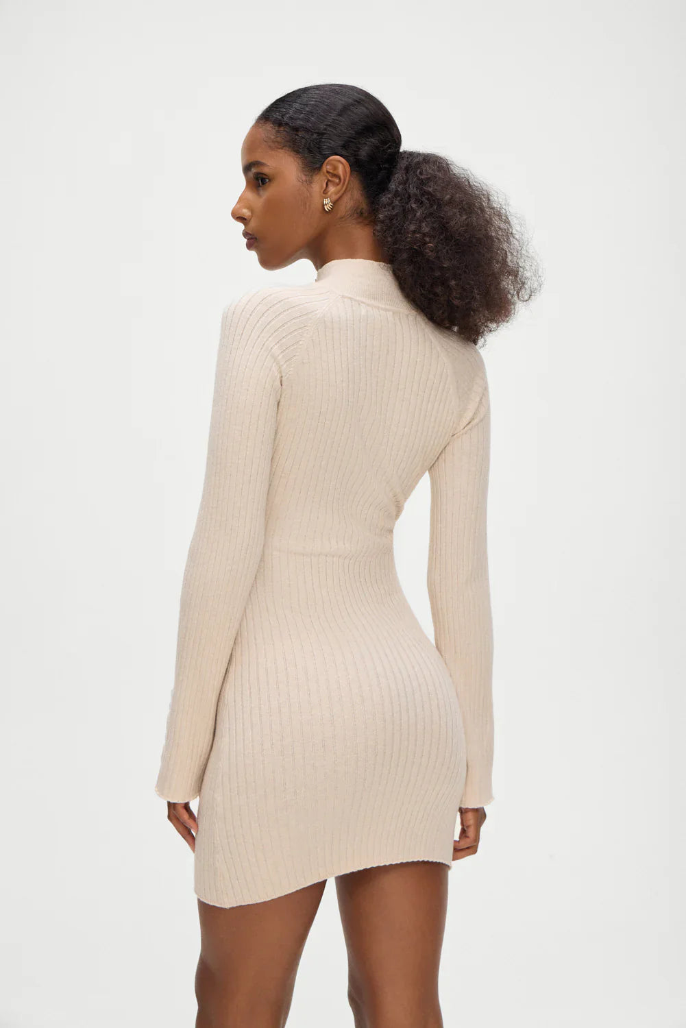 Isla Long  Sleeve Mini Dress - Cream