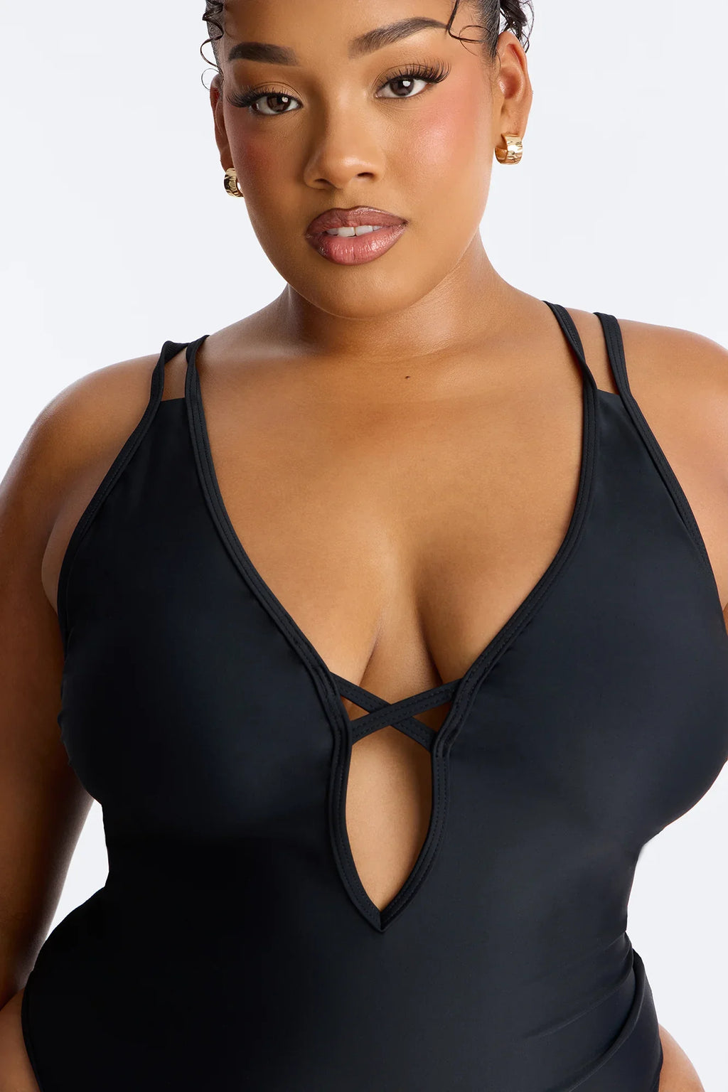 Parker 1 Piece Plunge Neck Swimsuit - Black