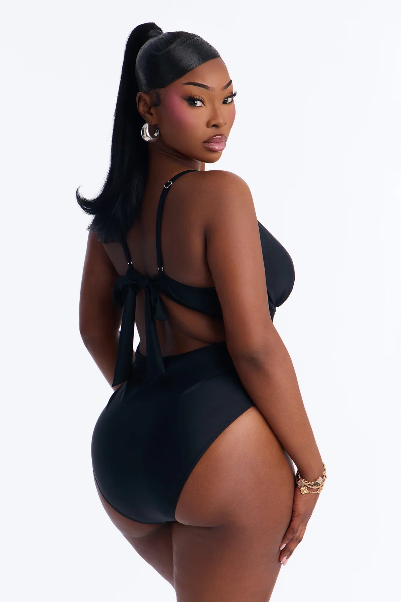 Happiest Hour 1 Piece Ruched Underwire Swimsuit - Black