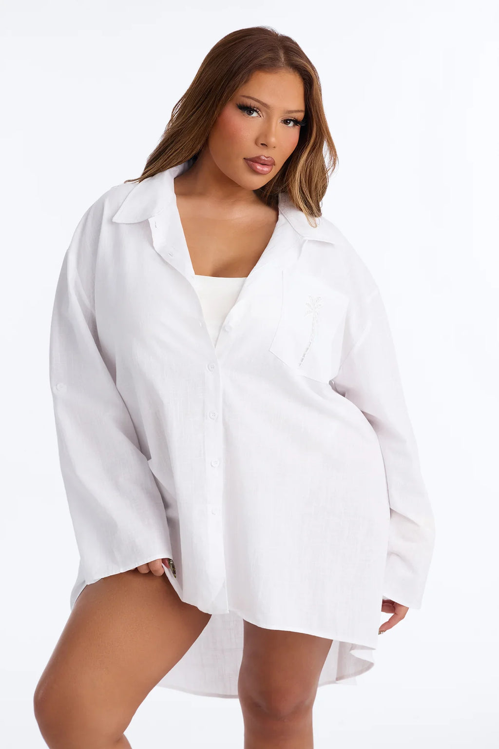 Georgy Swim Button Up Cover Up Dress - White