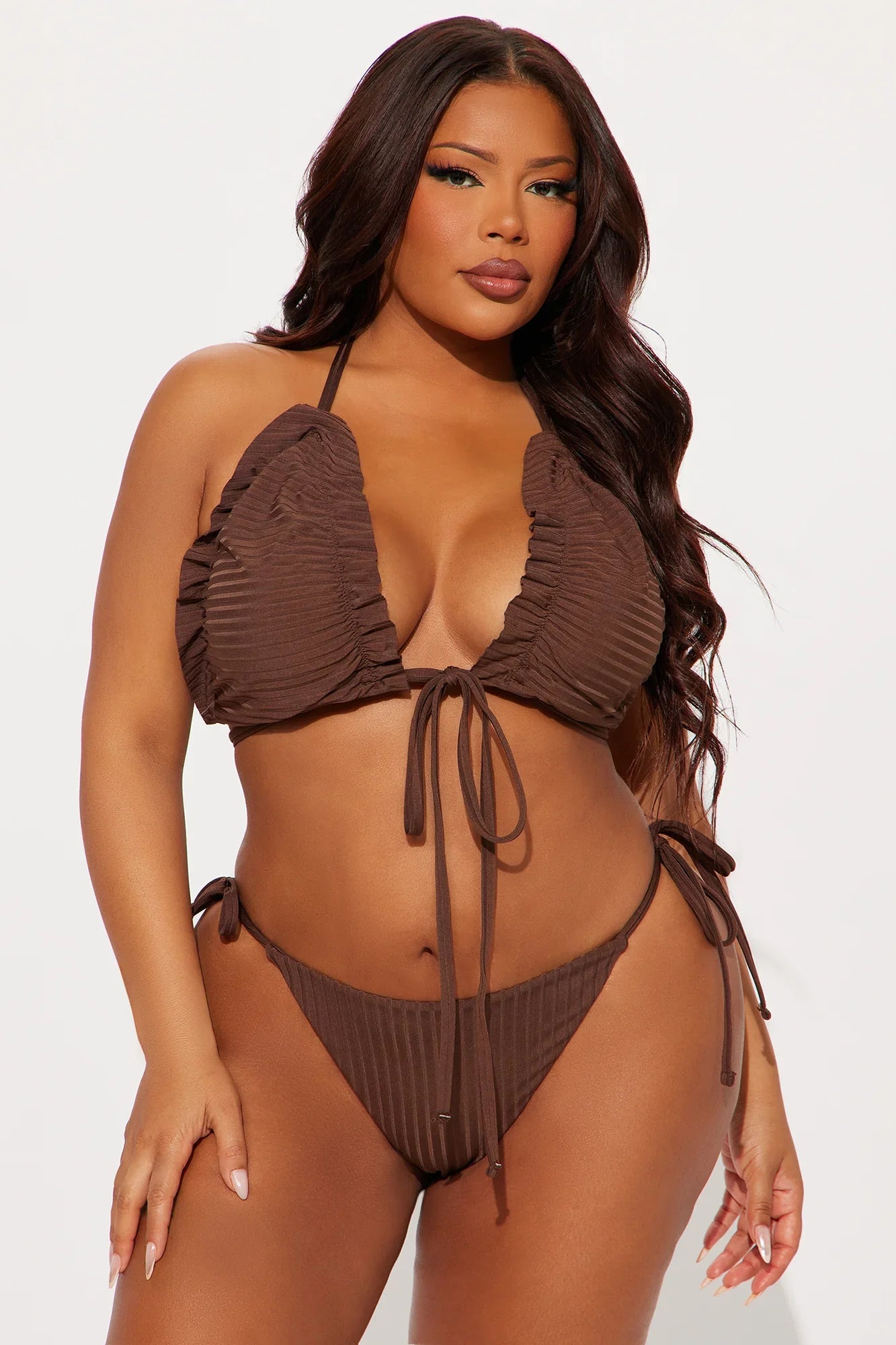 Ariel Ruched 2 Piece Bikini - Chocolate