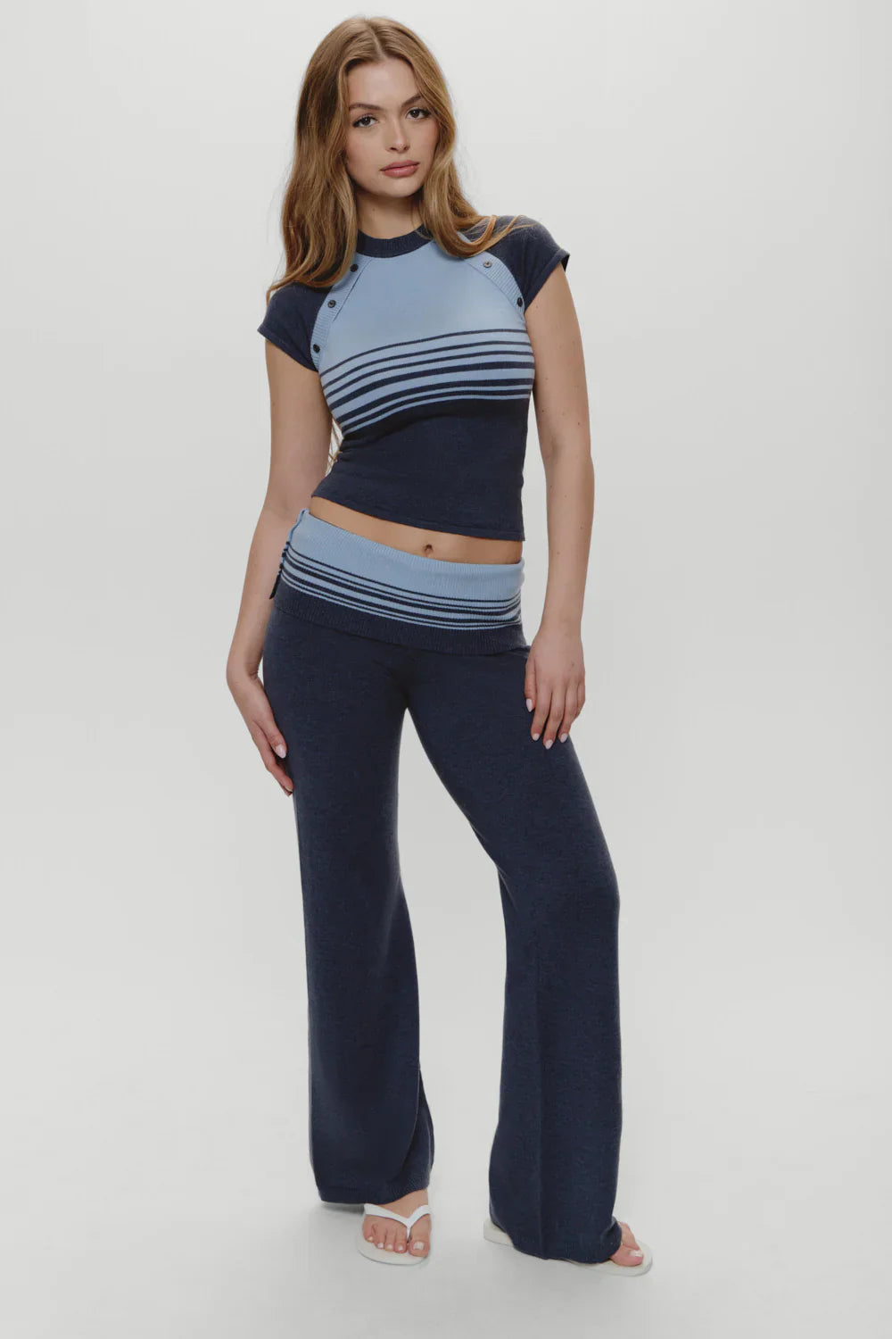 Shore Low Rise Knit Pants - Stone Stripe