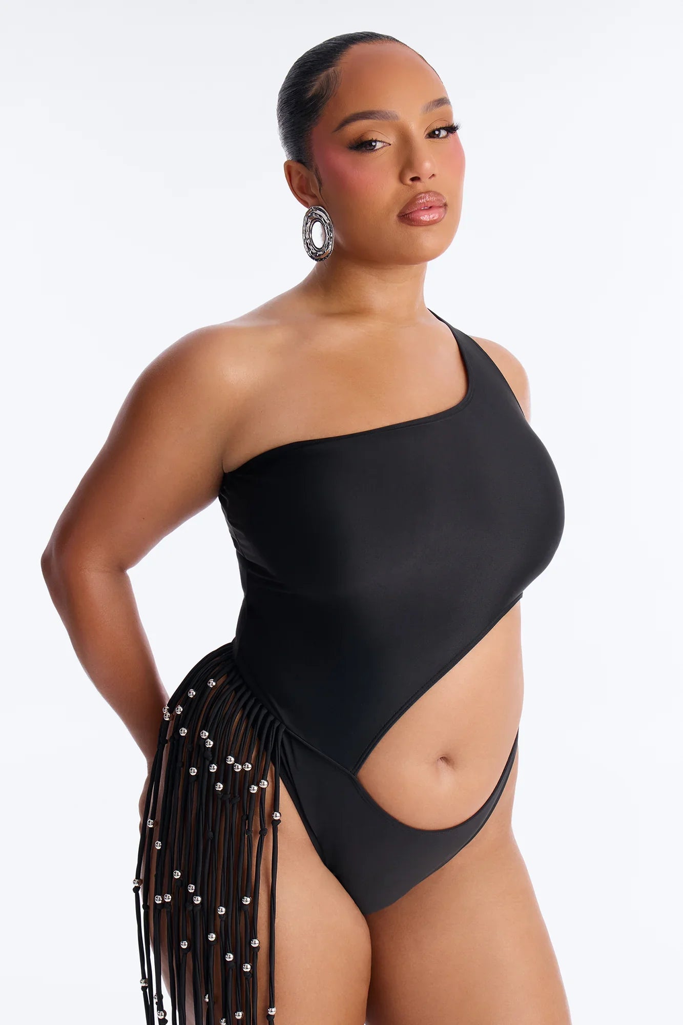 Wendy Fringe Cut Out 1 Piece Swimsuit - Black