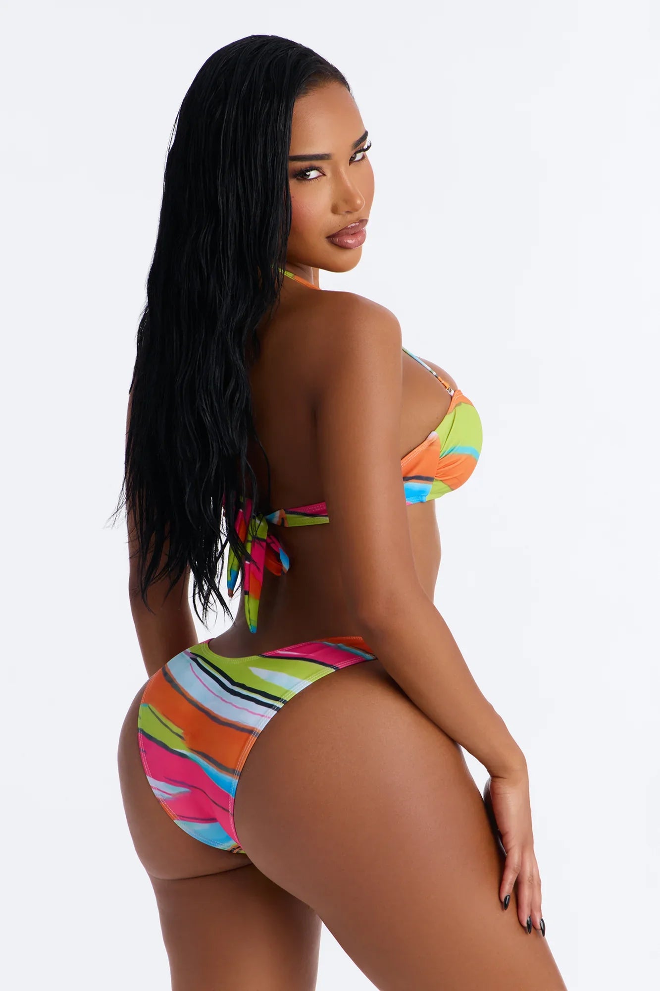 Rosalia Geometric Print Bandeau Bikini & Pant Set - Multi Color