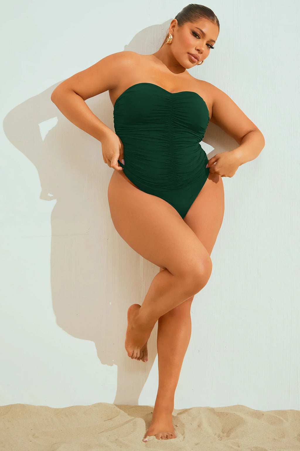 Winnie Ruched 1 Piece Swimsuit - Emerald