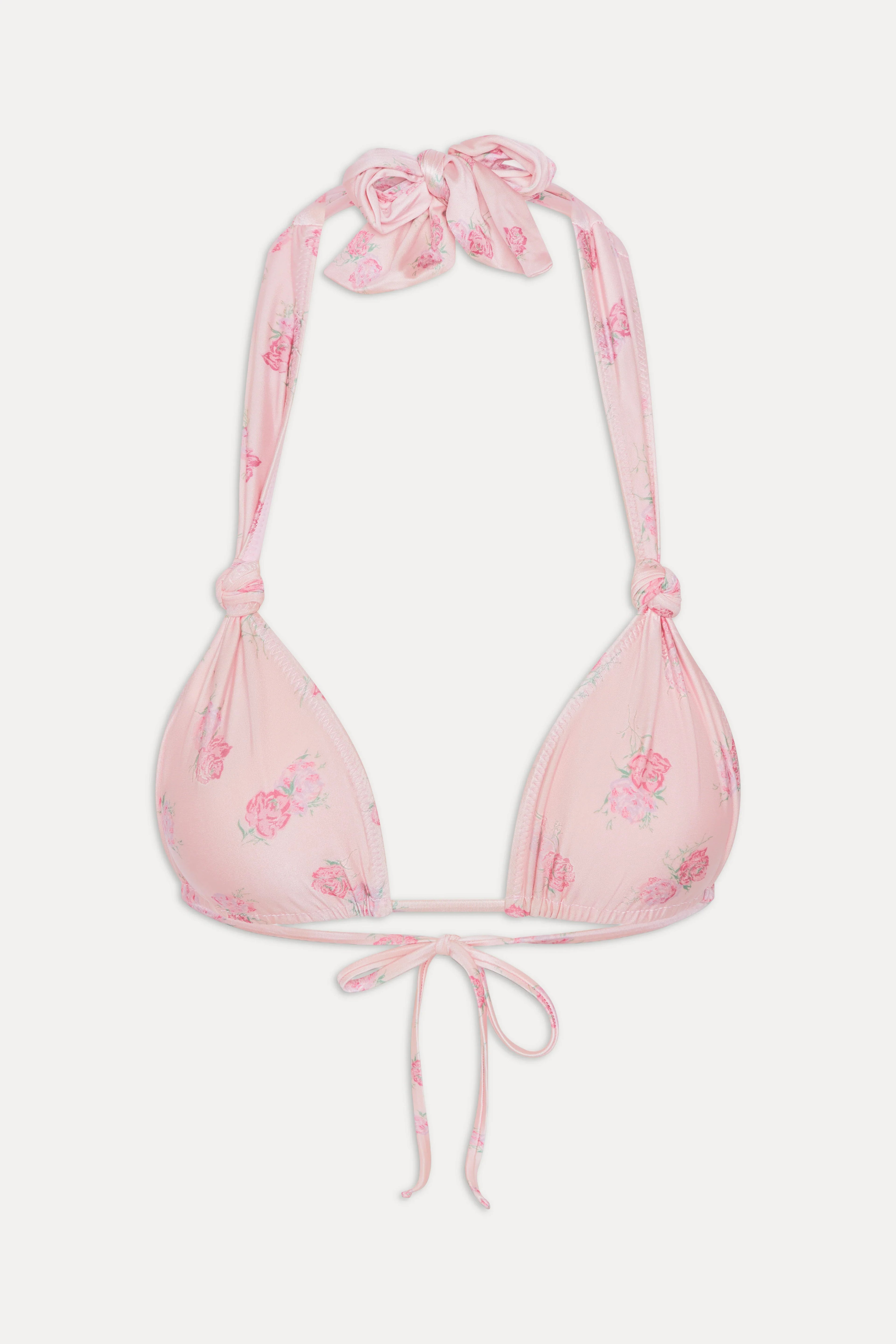 Kealy Triangle Halter Bikini Top - Fresh Rose