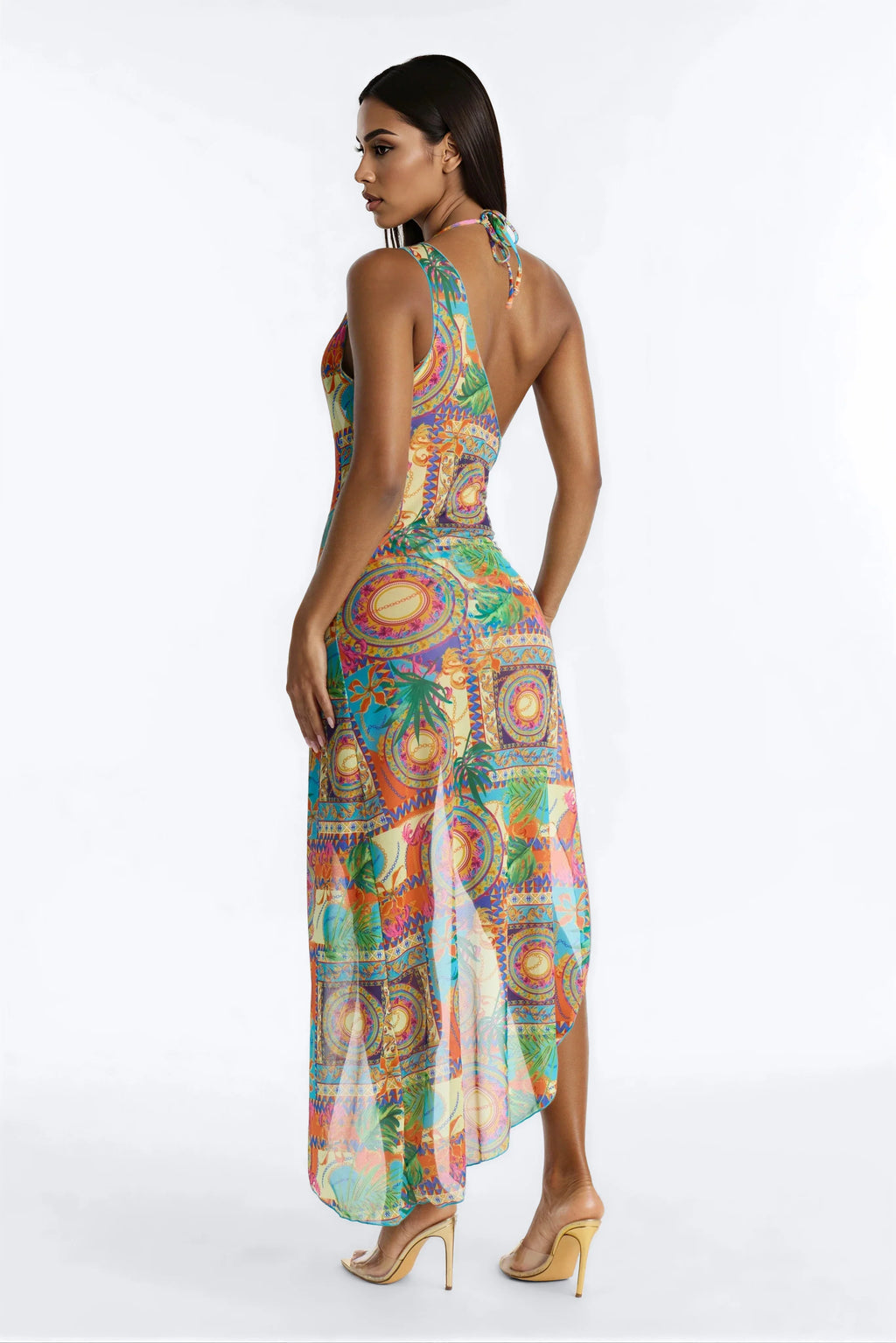 Adrina Abstract 3 Piece Bikini & Dress Sunsuit - Multi Color