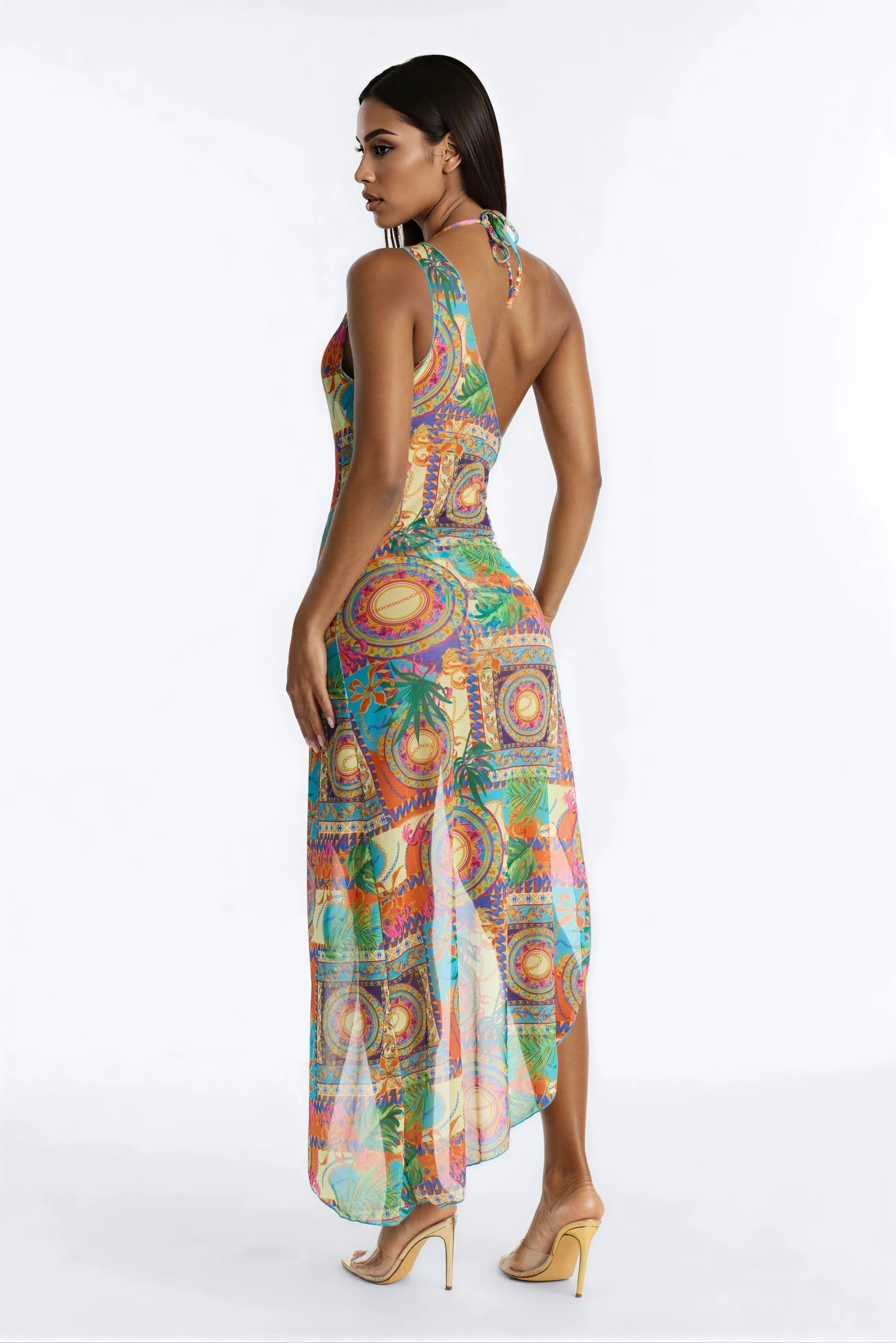 Adrina Abstract 3 Piece Bikini & Dress Sunsuit - Multi Color