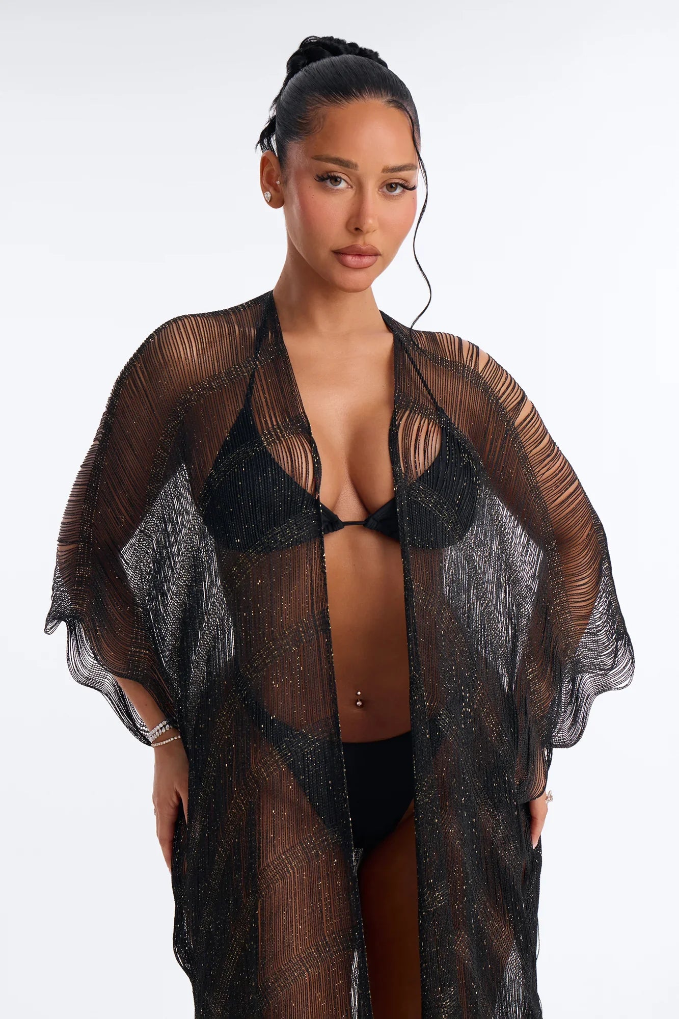 Letty Swim Cover Up Kimono - Black