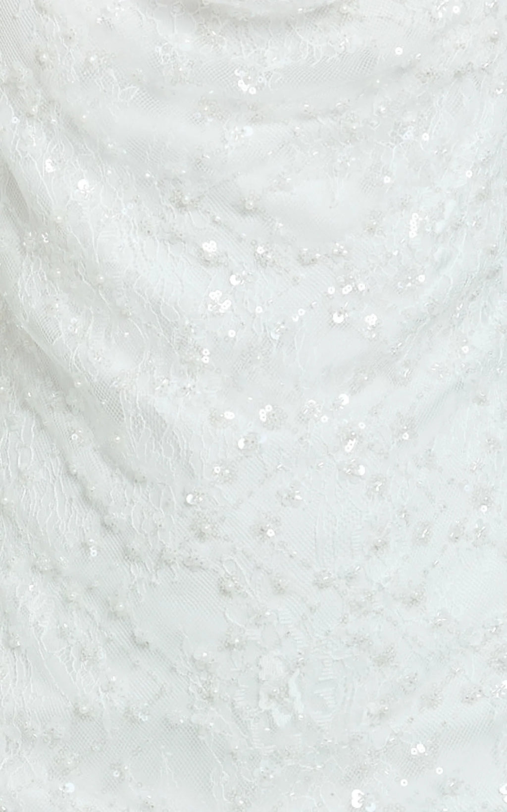 Alana Mini Dress - Sequin Lace Cowl Neck Dress in White