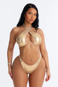 Willow Metallic Criss Cross Low 2 Piece Bikini - Gold