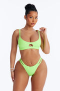 Beach Bronze Babe Leopard Bralette Bikini Set - Green/combo