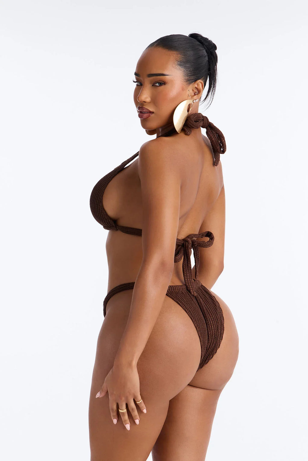 Waiting On You Bikini And Coverup Set - Chocolate