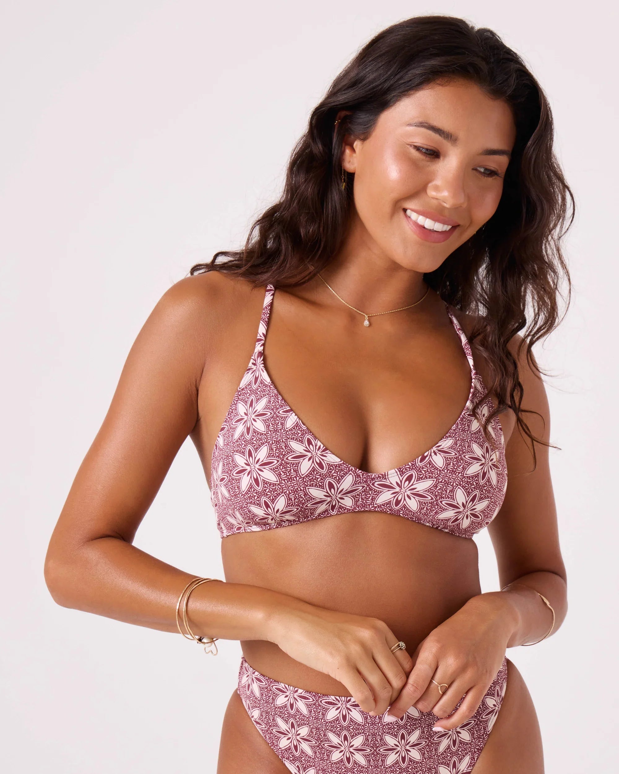 Batik Bloom Athletic Triangle Bikini Top