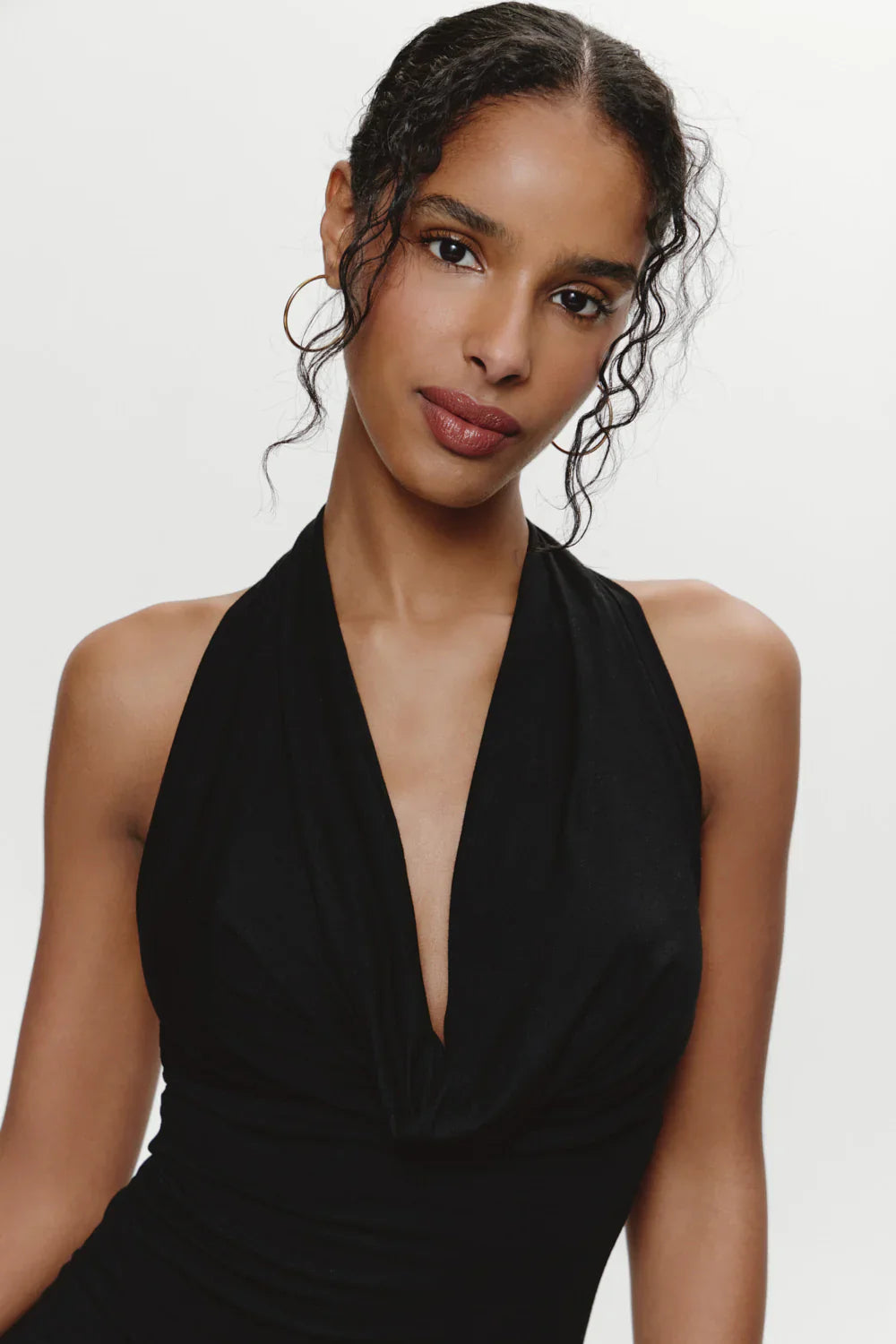 Bowery Cowl Neck Mini Dress - Black