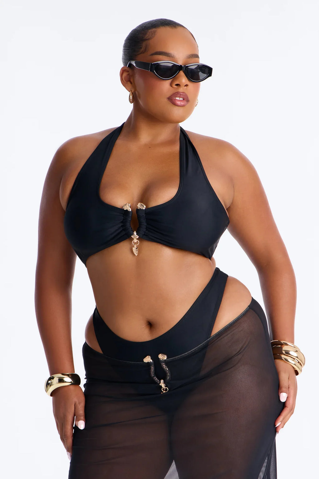 Till Sunrise Bikini And Coverup Skirt - Black
