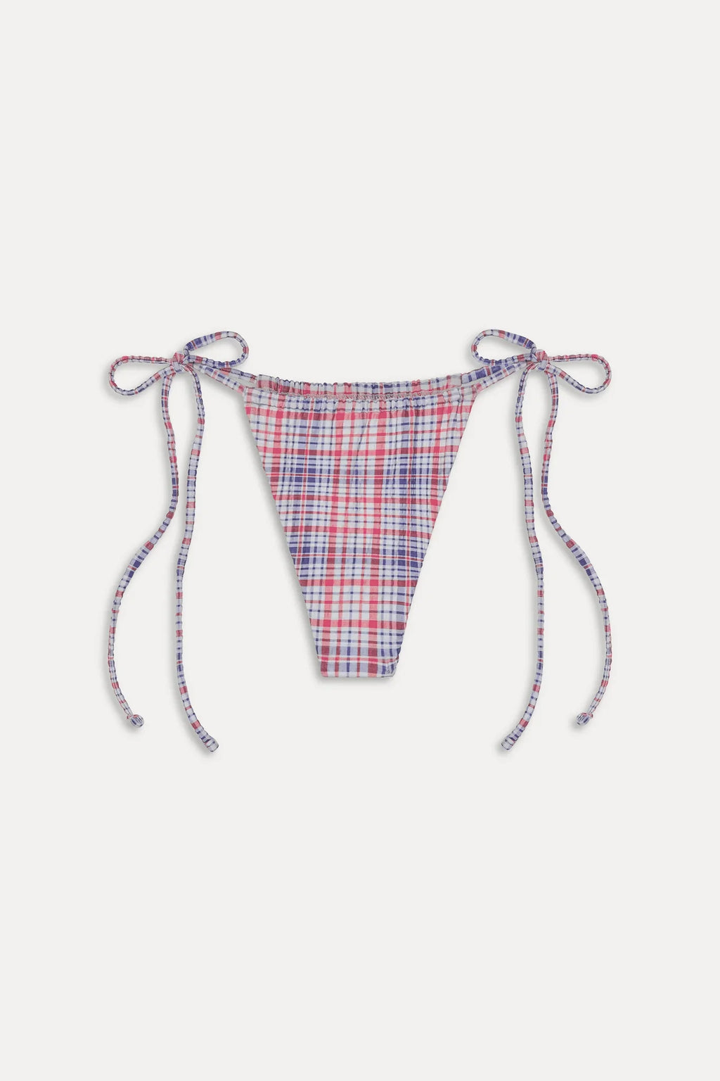 Tia Skimpy String Bikini Bottom - Americana Plaid