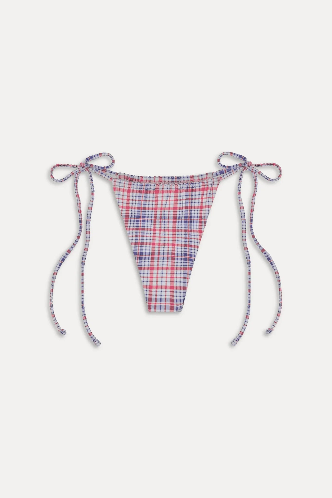 Tia Skimpy String Bikini Bottom - Americana Plaid