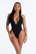 Palm Tree Dreams 1 Piece Ruffle Swimsuit - Black