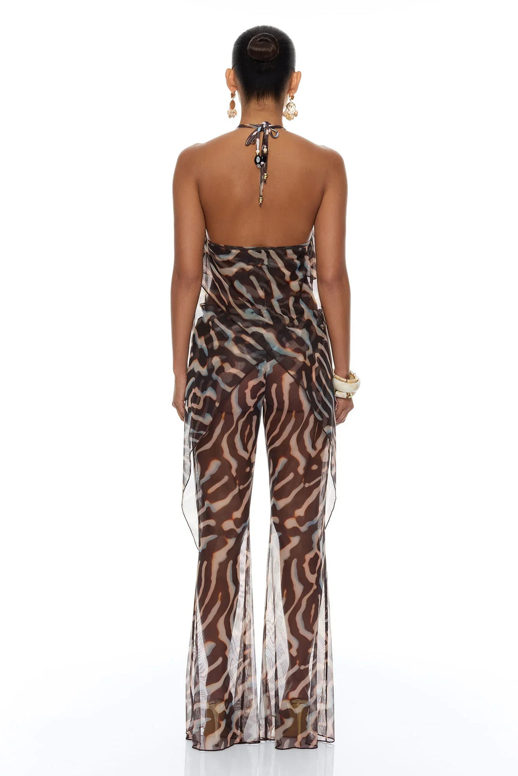Golden Getaway Mesh Swim Cover Up - Brown/combo