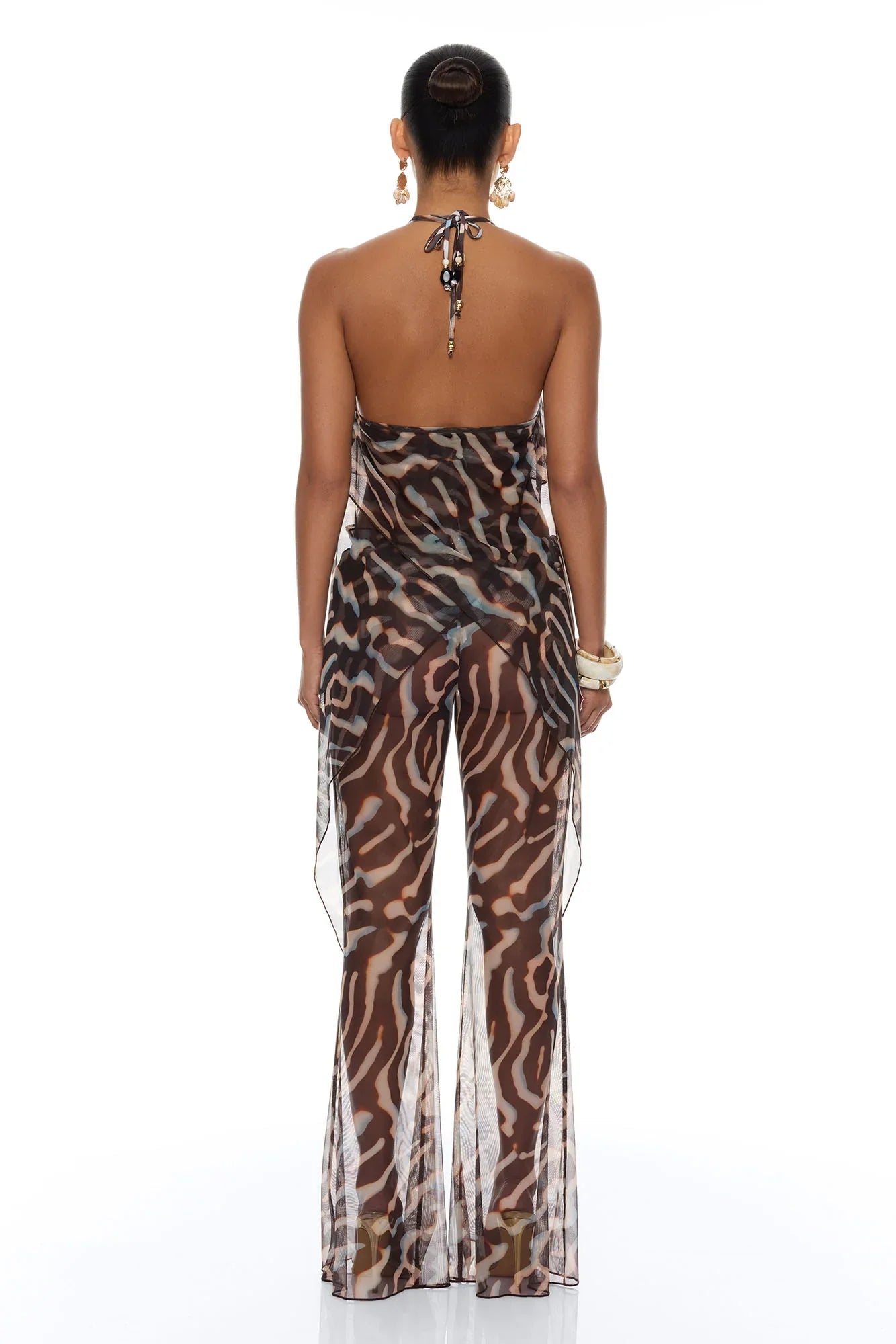 Golden Getaway Mesh Swim Cover Up - Brown/combo