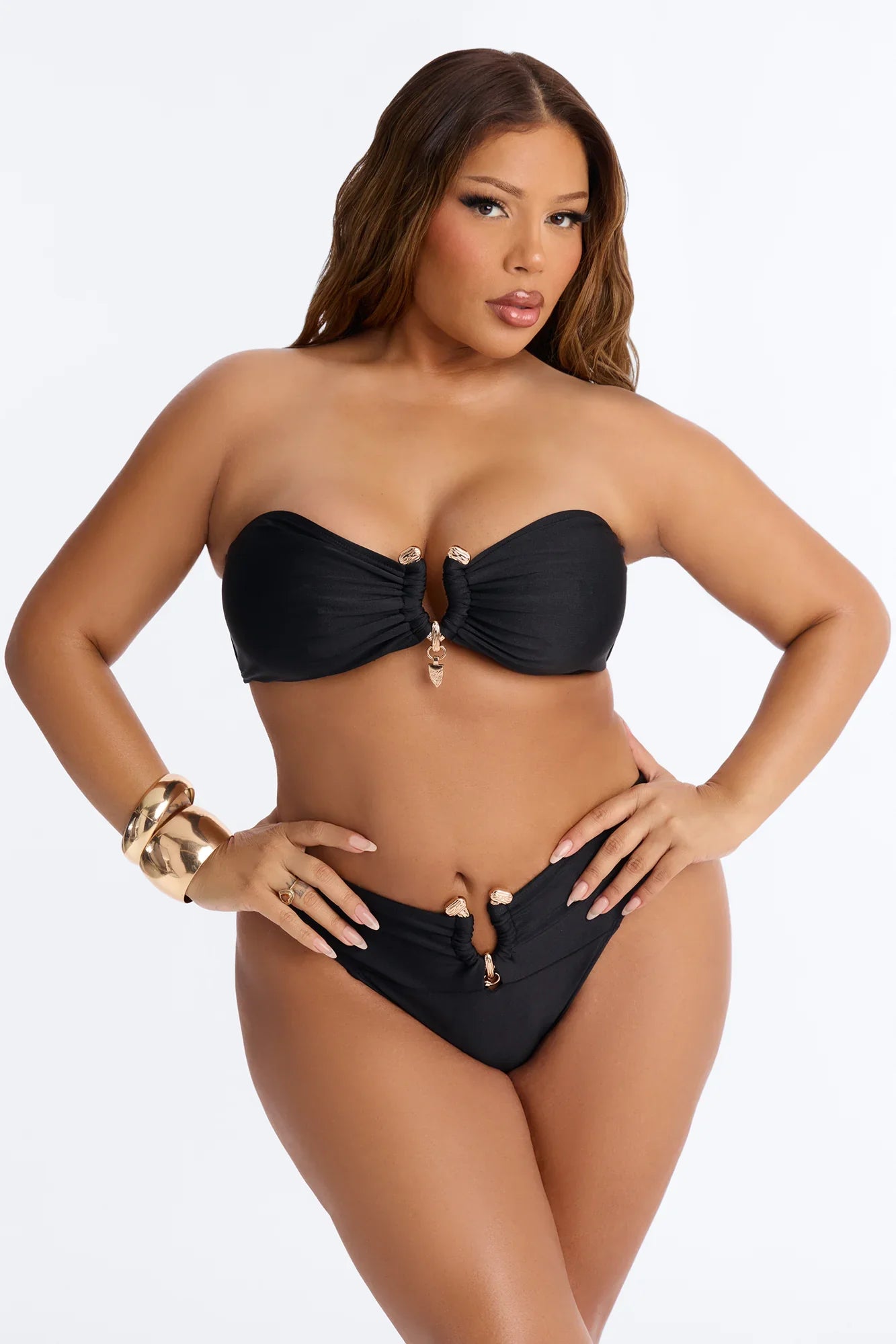 Eloise 2 Piece Strapless Bandeau Bikini Set - Black
