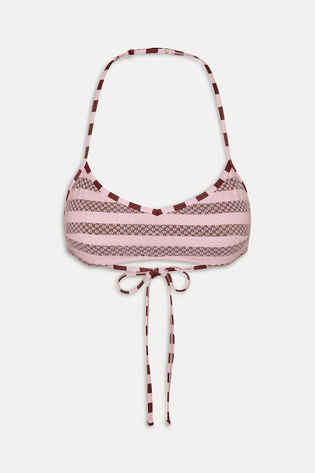 Lotus Mesh Striped Bikini Top - Strawberry Chocolate