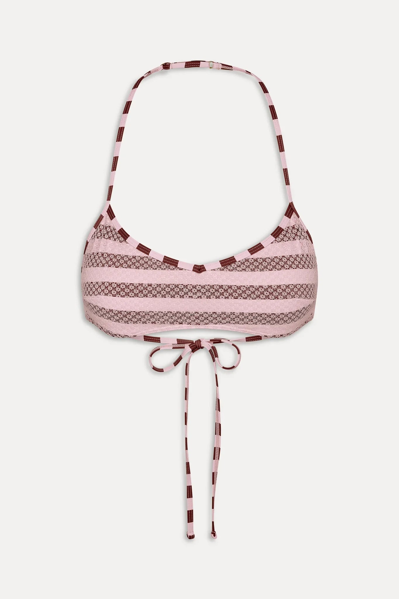 Lotus Mesh Striped Bikini Top - Strawberry Chocolate