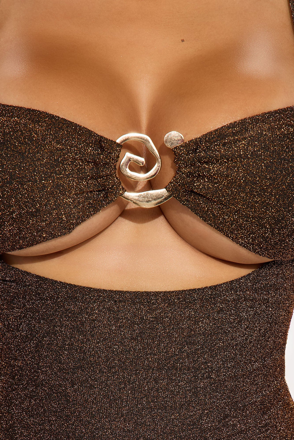 Ophelia Swirl Hardware Shimmer 1 Piece Swimsuit - Bronze