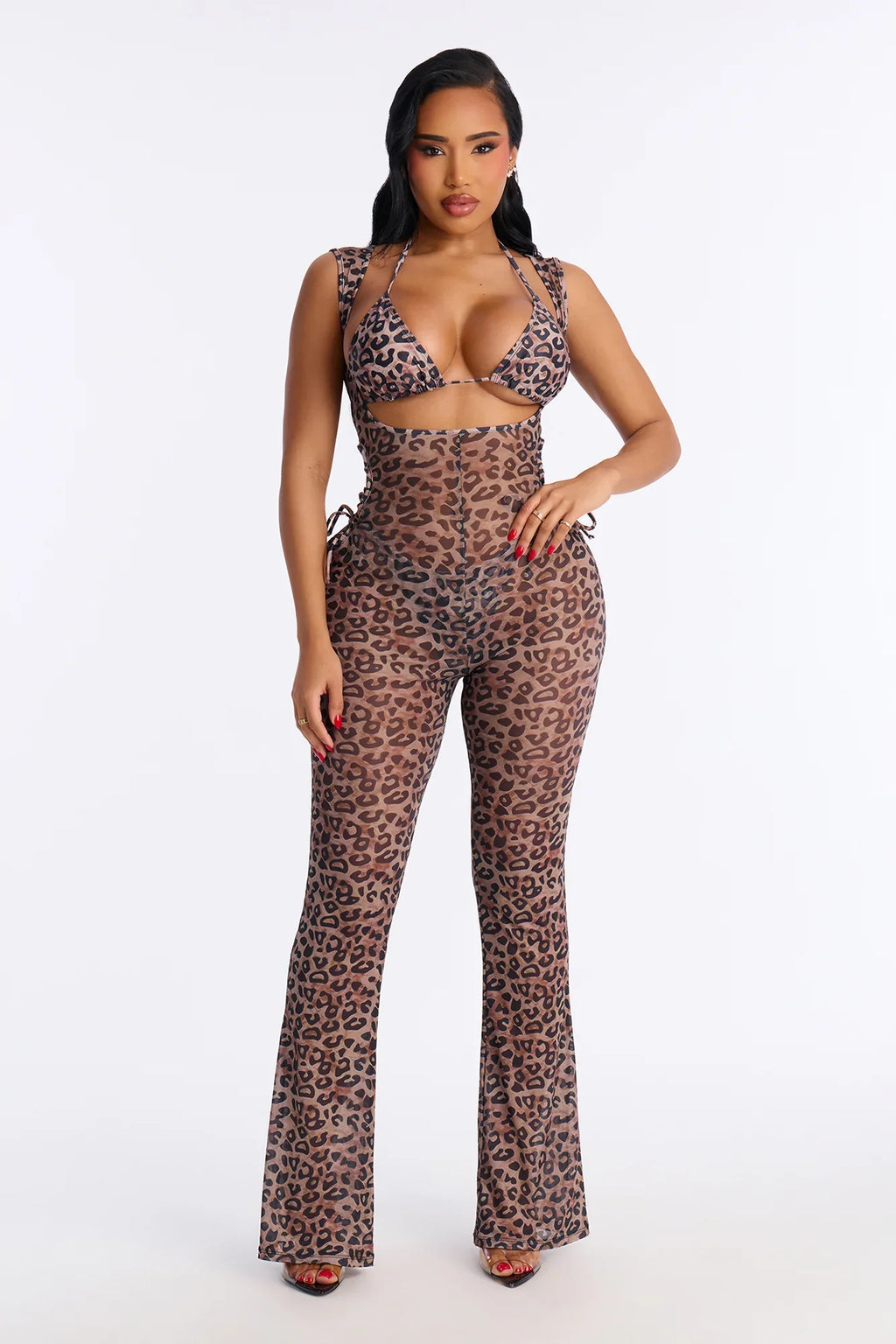 Out And About 2 Piece Bikini And Jumpsuit Set - Leopard