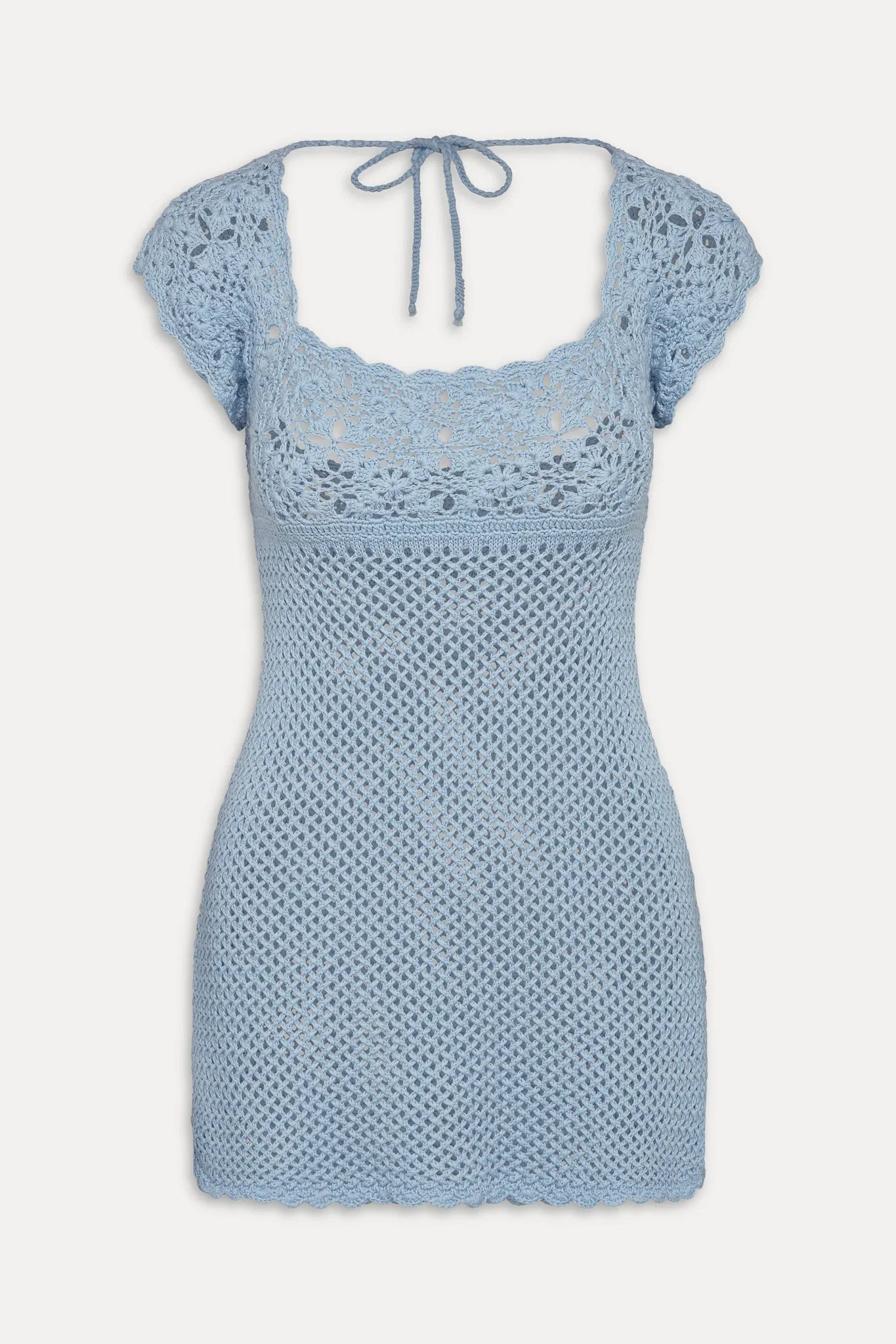 Eloise Crochet Mini Dress - Blue Jay