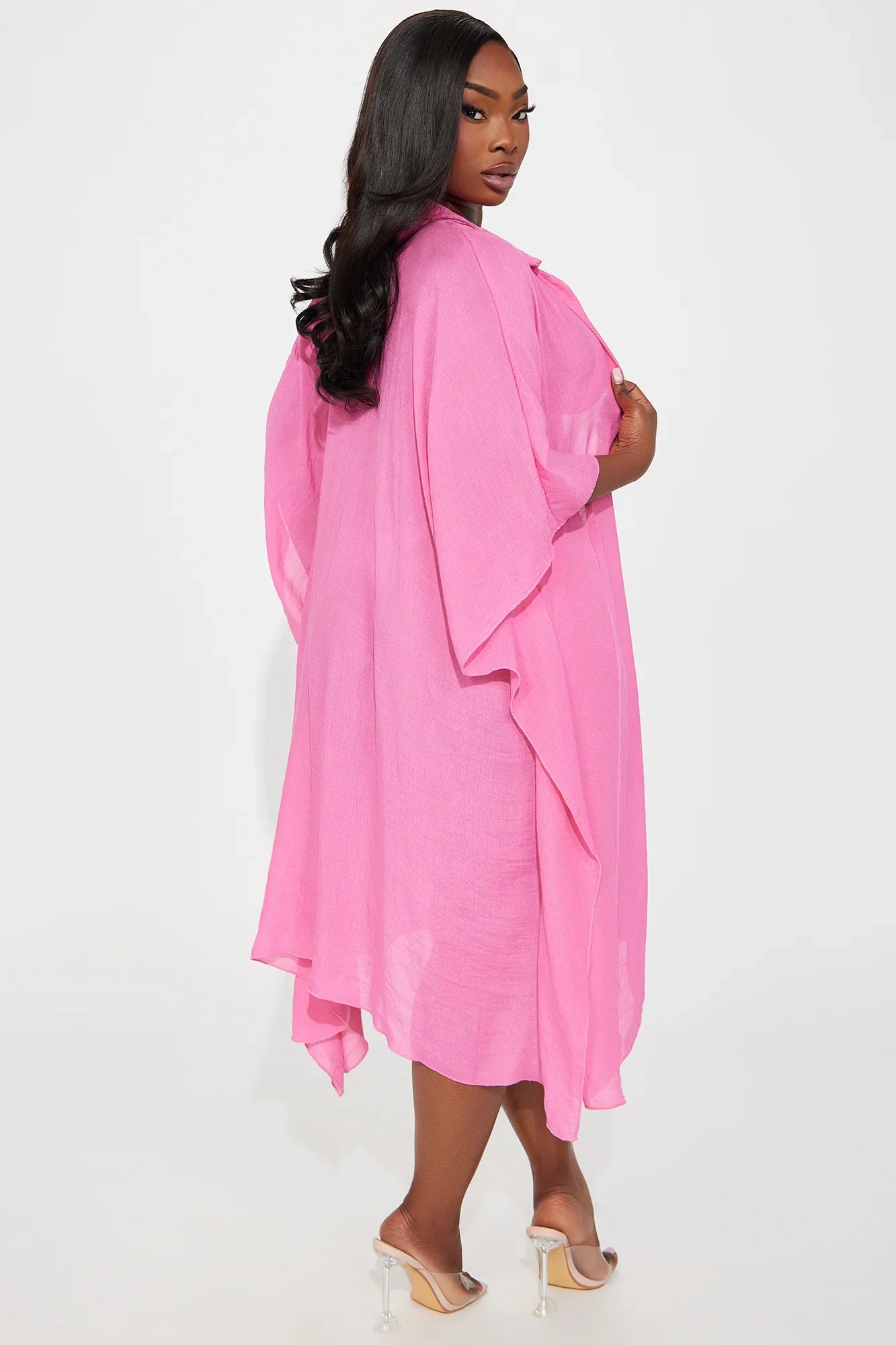 Megan Swim Cover Up Kimono - Hot Pink