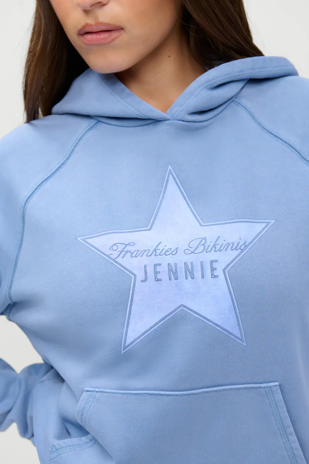 x JENNIE Jane Cropped Terry Hoodie - Jennie Blue