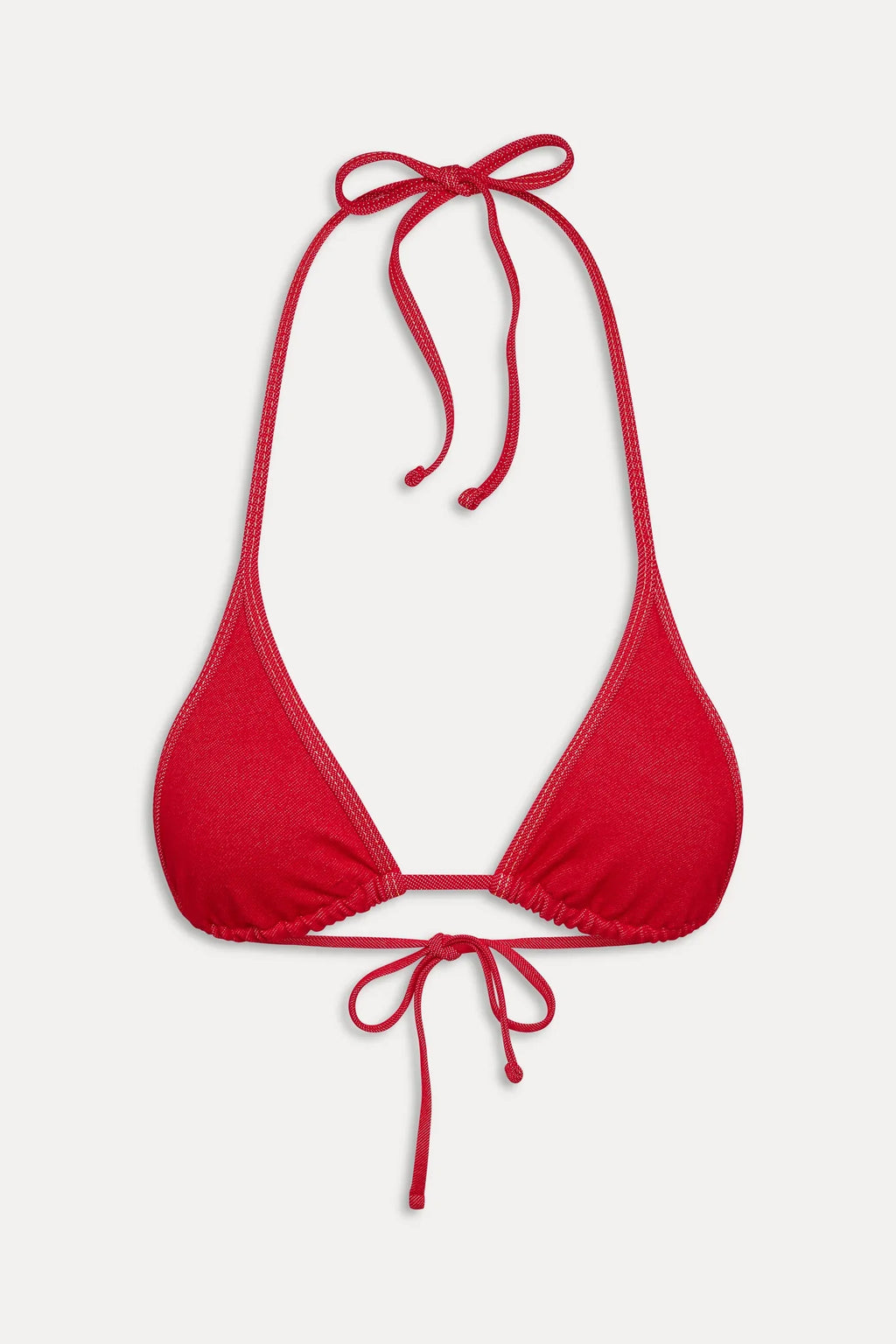 Paradise Denim Halter Bikini Top - Red Denim