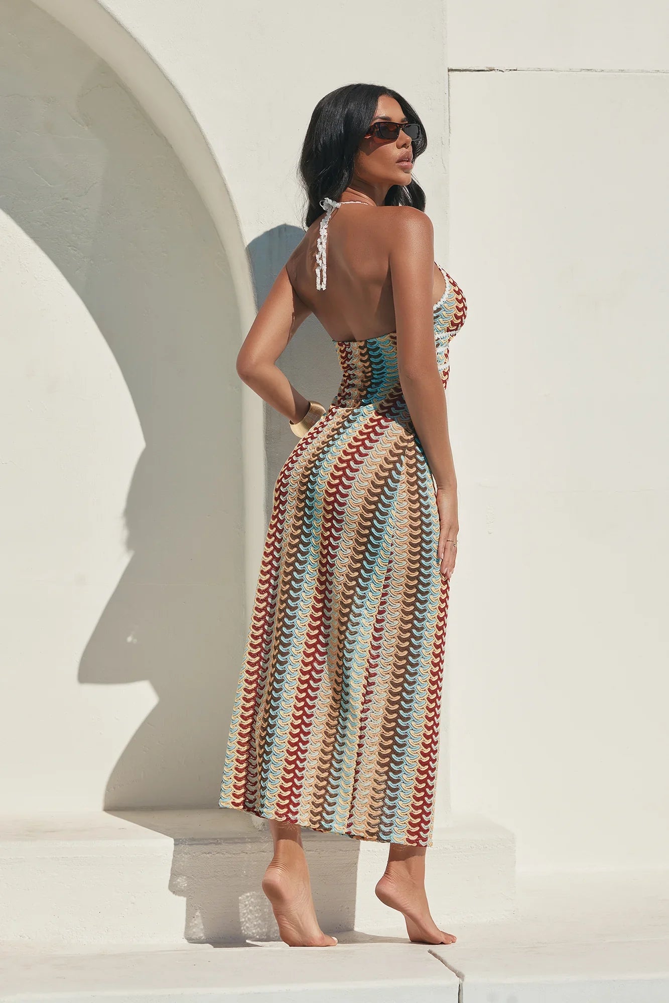 Gianna Crochet Cover Up Maxi Dress - Blue/combo