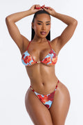 Summer Time Fine Triangle Bikini Set - Multi Color
