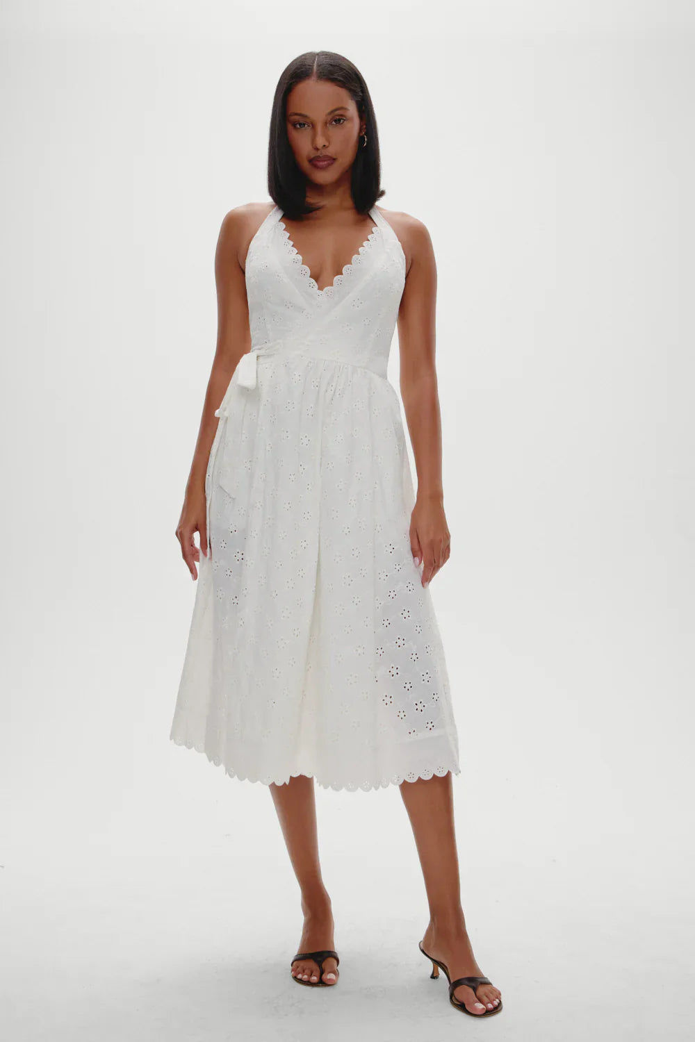x BELLA HADID Fort Worth Fairy Midi Dress - Salt Air Eyelet
