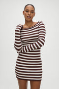 Luca Knit Mini Dress - Brown Sugar Stripe