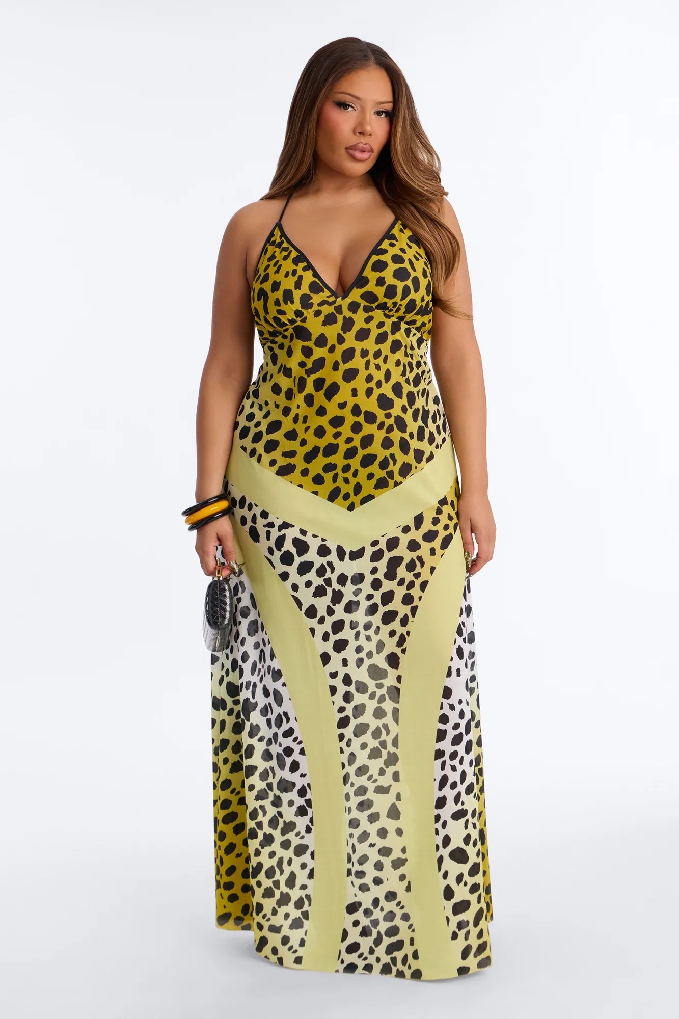 Party Princess Leopard Swim Cover Up Maxi Dress - Leopard