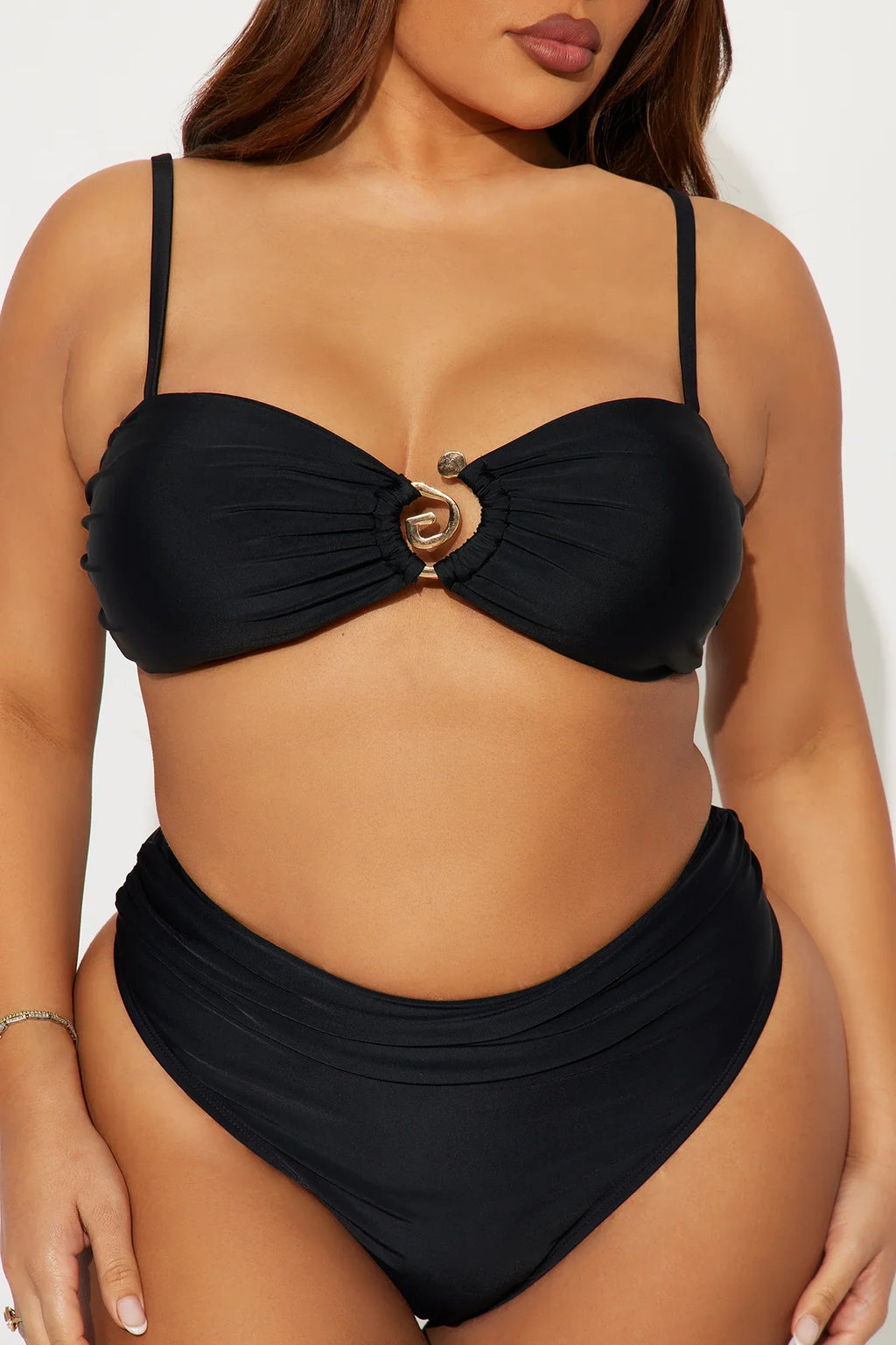 Ophelia Swirl Hardware Bralette 2 Piece Bikini - Black