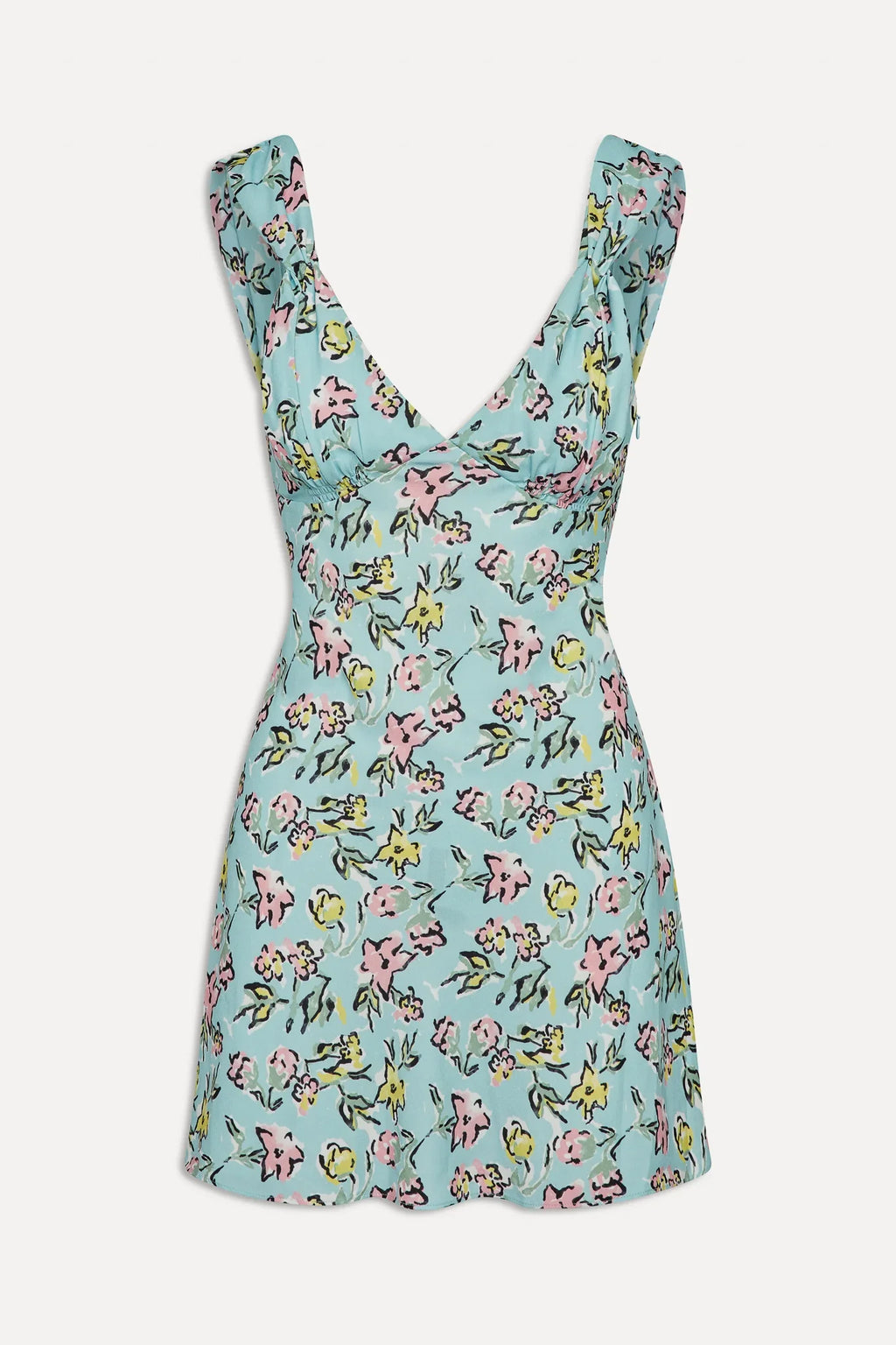 Emilia Satin Floral Mini Dress - Pastel Peony