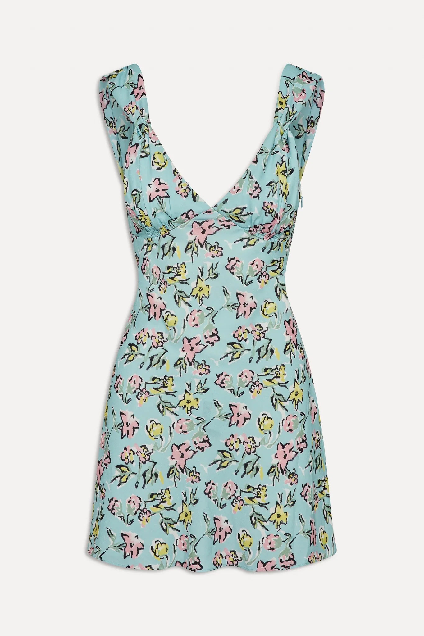 Emilia Satin Floral Mini Dress - Pastel Peony