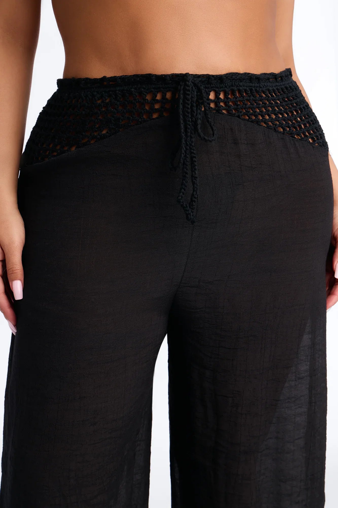 Darling Linen Swim Cover Up Pant - Black