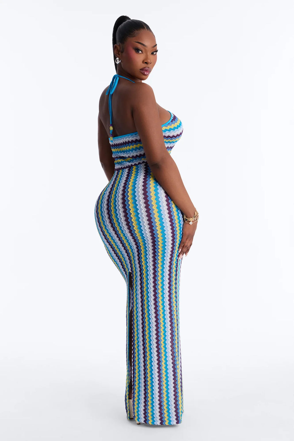 Deep Sea Swim Knit Cover Up Dress - Blue/combo