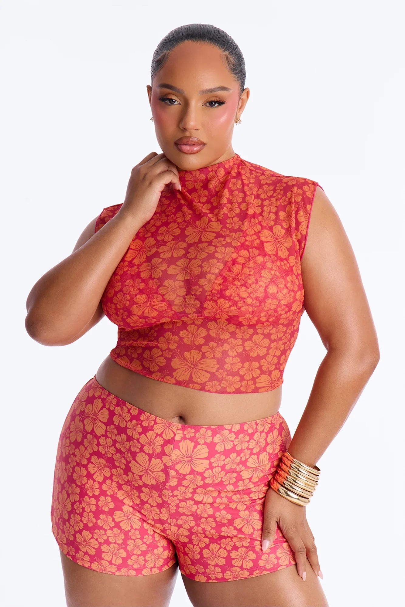 Kristy Floral 3 Piece Bikini Set - Pink/combo