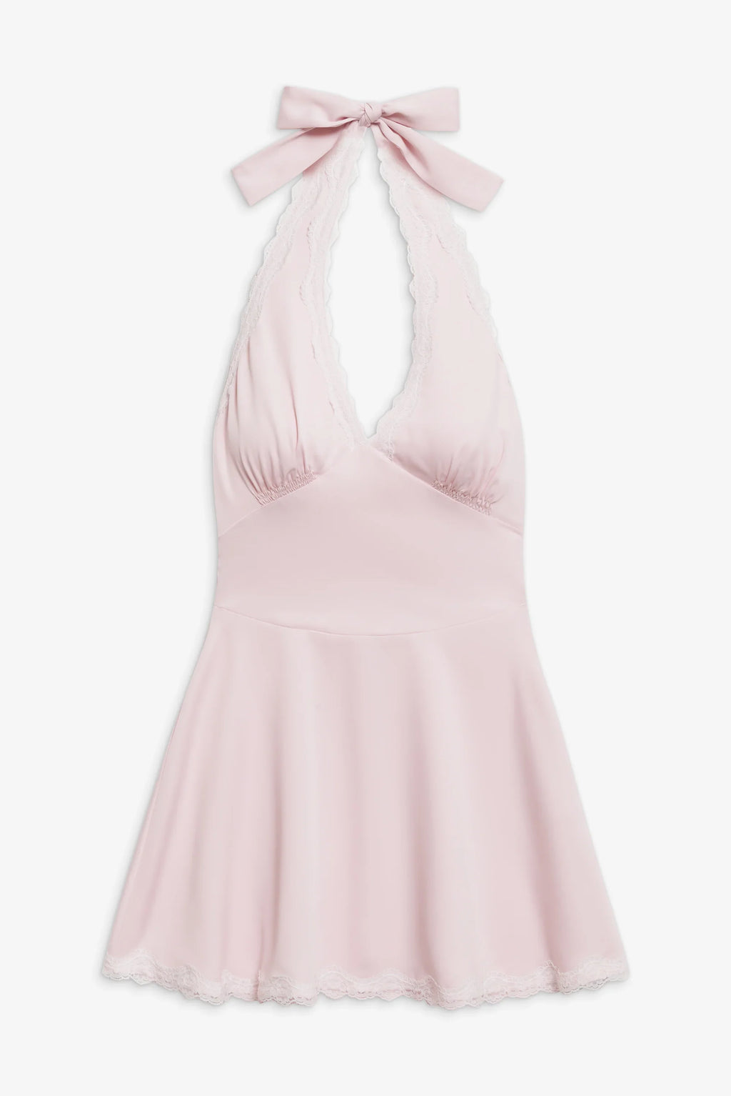 Audrey Satin Mini Dress - Pink Porcelain